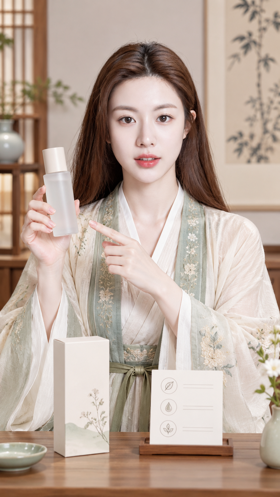 成年汉风服饰主播品牌中立产品演示 — AI image creation