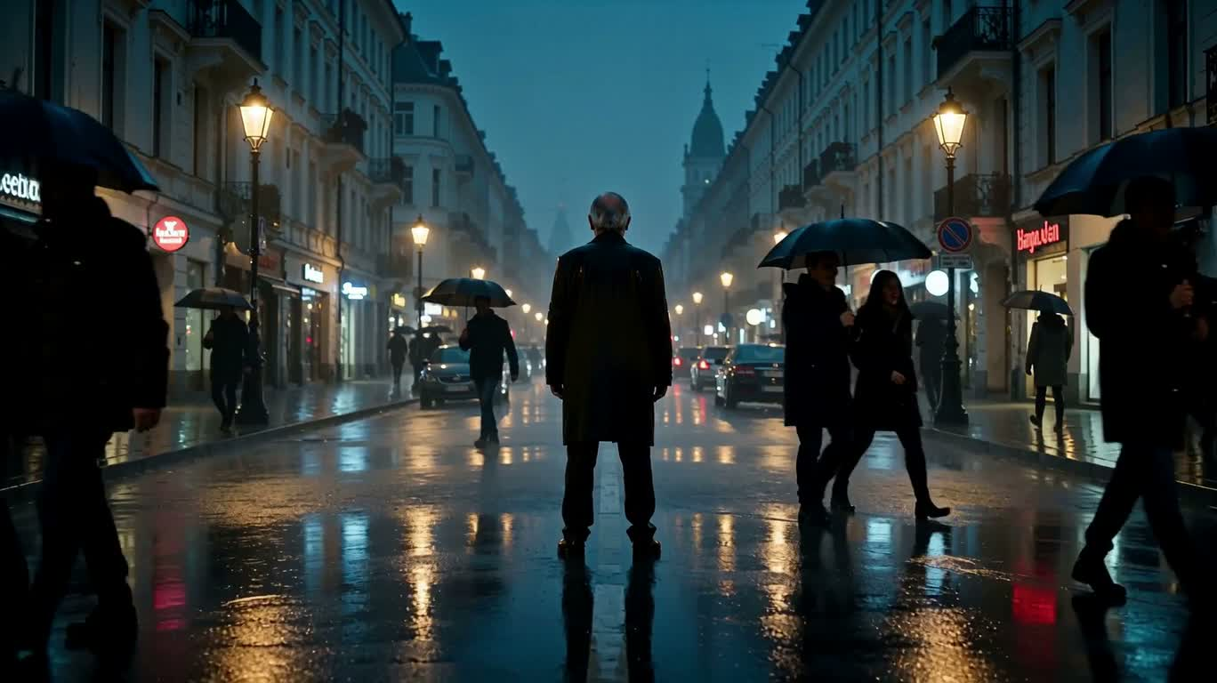 雨中起舞的老人 — AI video creation
