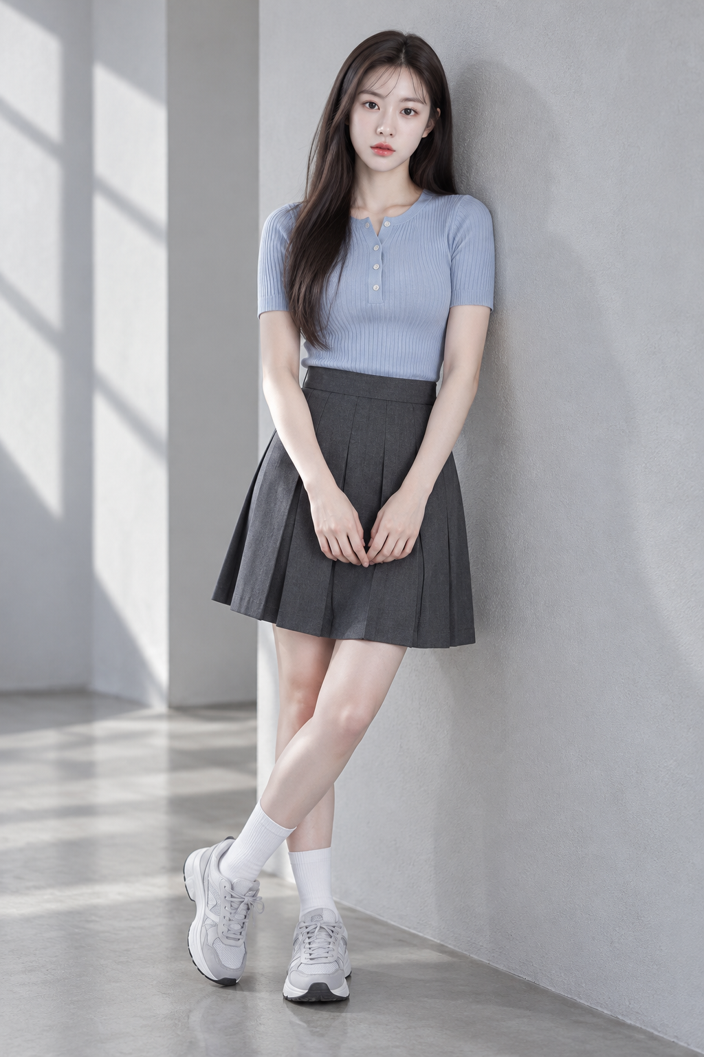 成年东亚女性极简运动休闲时尚肖像 — AI image creation