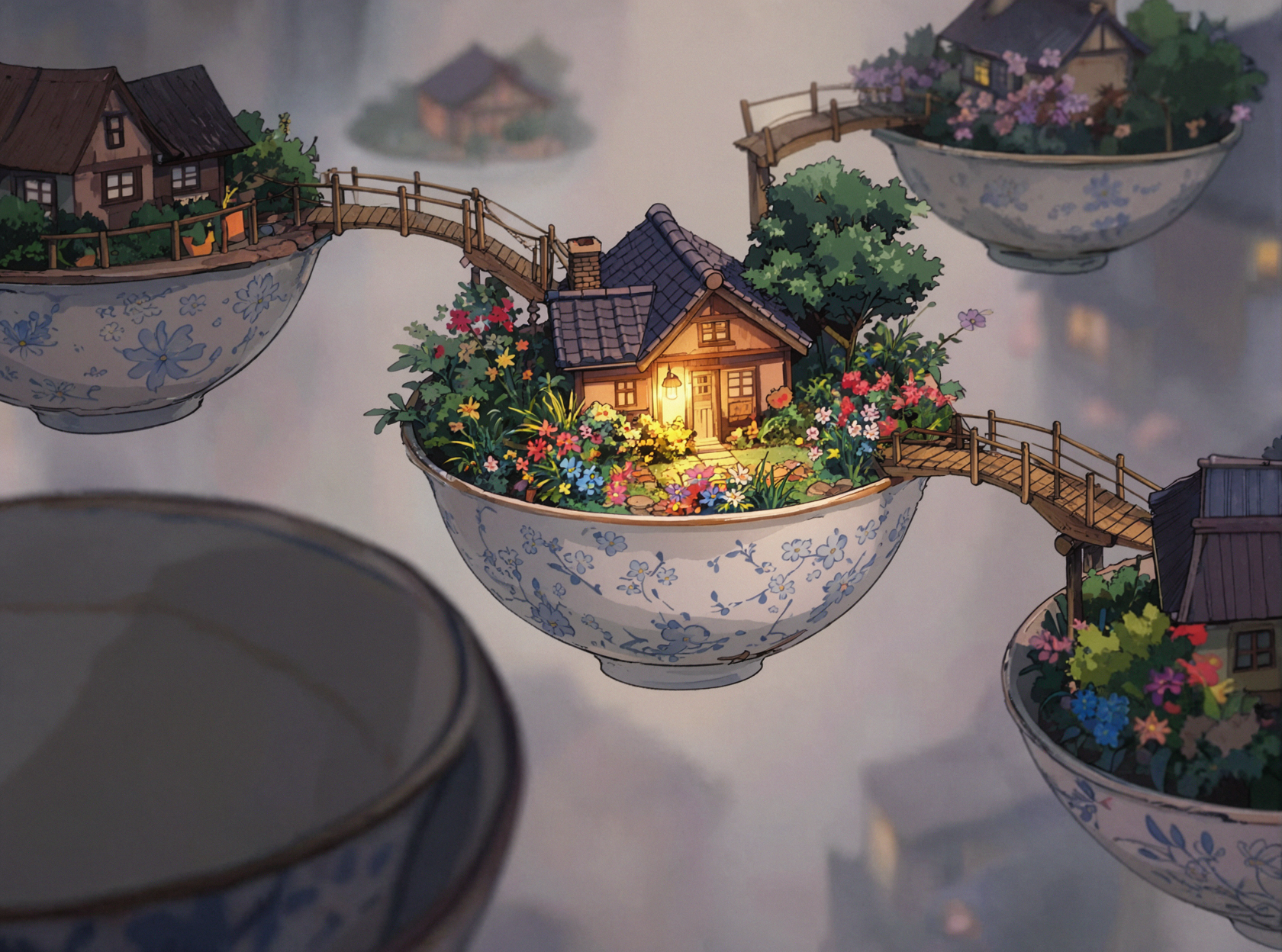 Marché volant de céramique · Cel shading japonais — AI image creation