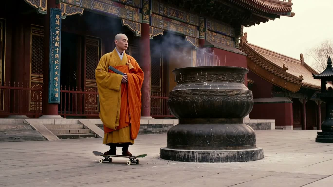 寺院滑板僧侣 — AI video creation
