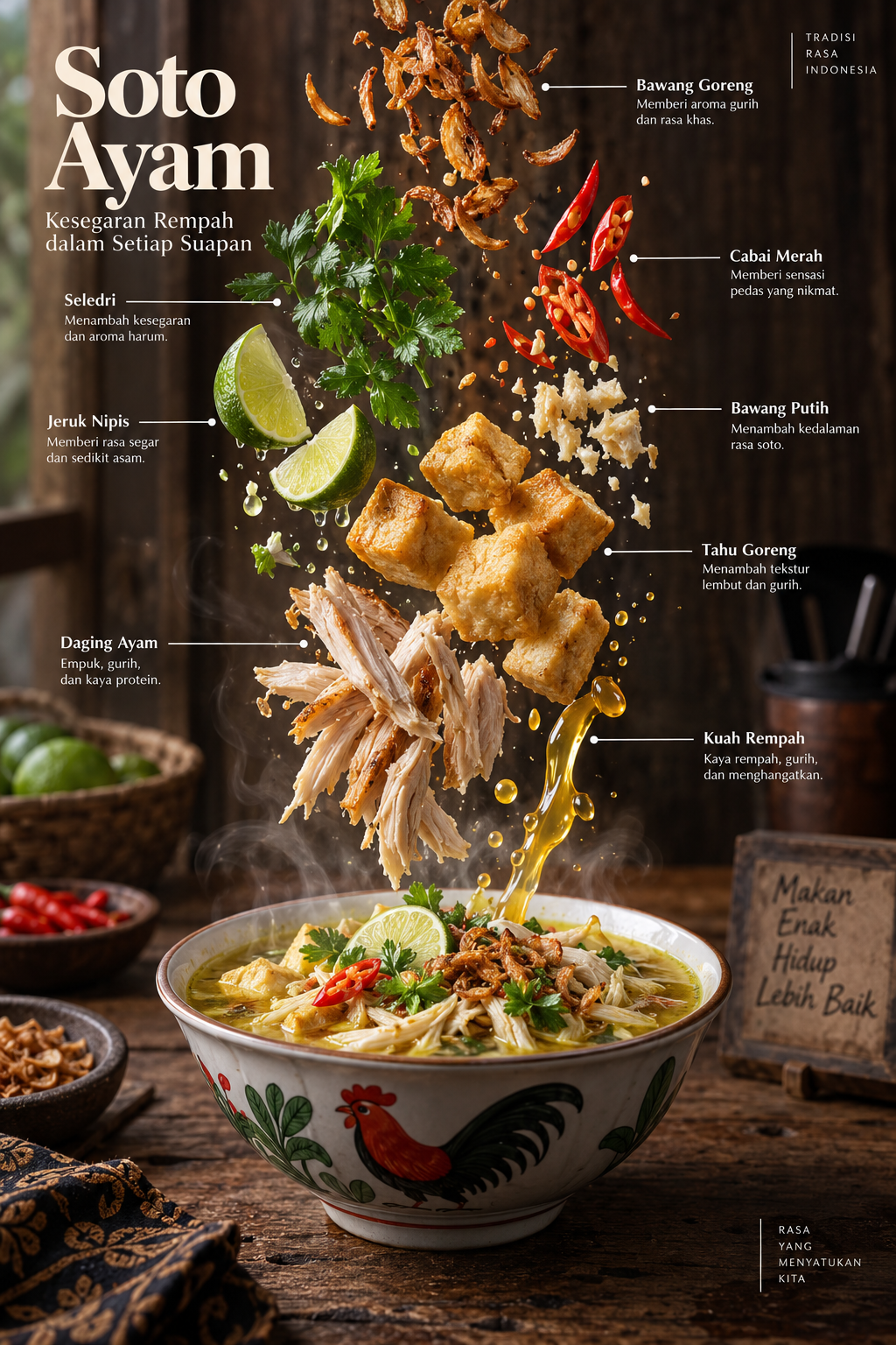 印尼热食悬浮解析信息图 — AI image creation
