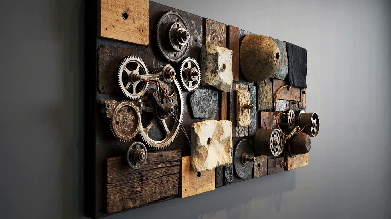 Surreal Mechanical Mixed-Media Relief