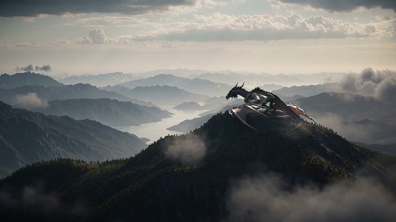 骸骨巨龙俯瞰群山