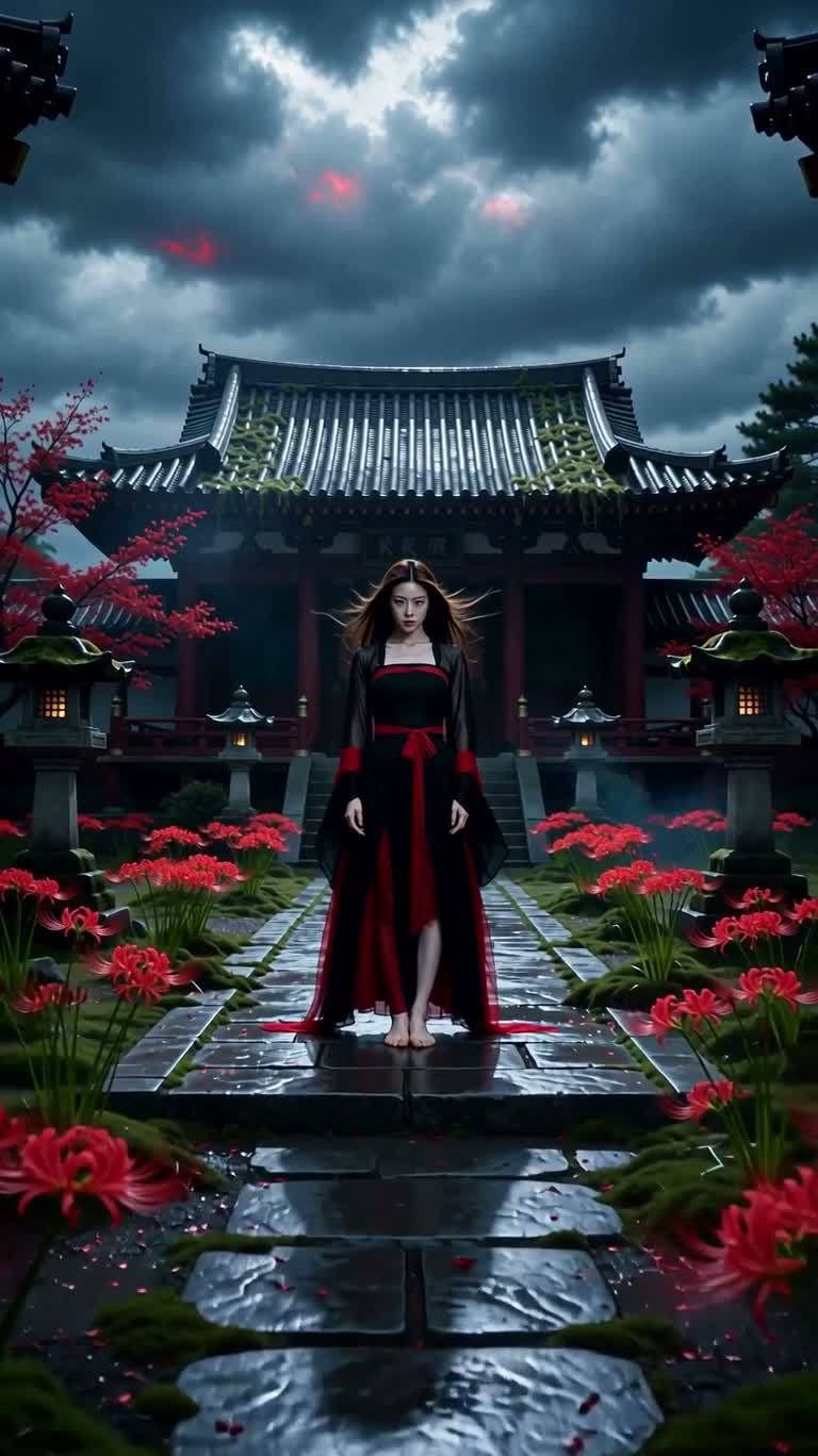 雨夜の彼岸花:幽影の舞