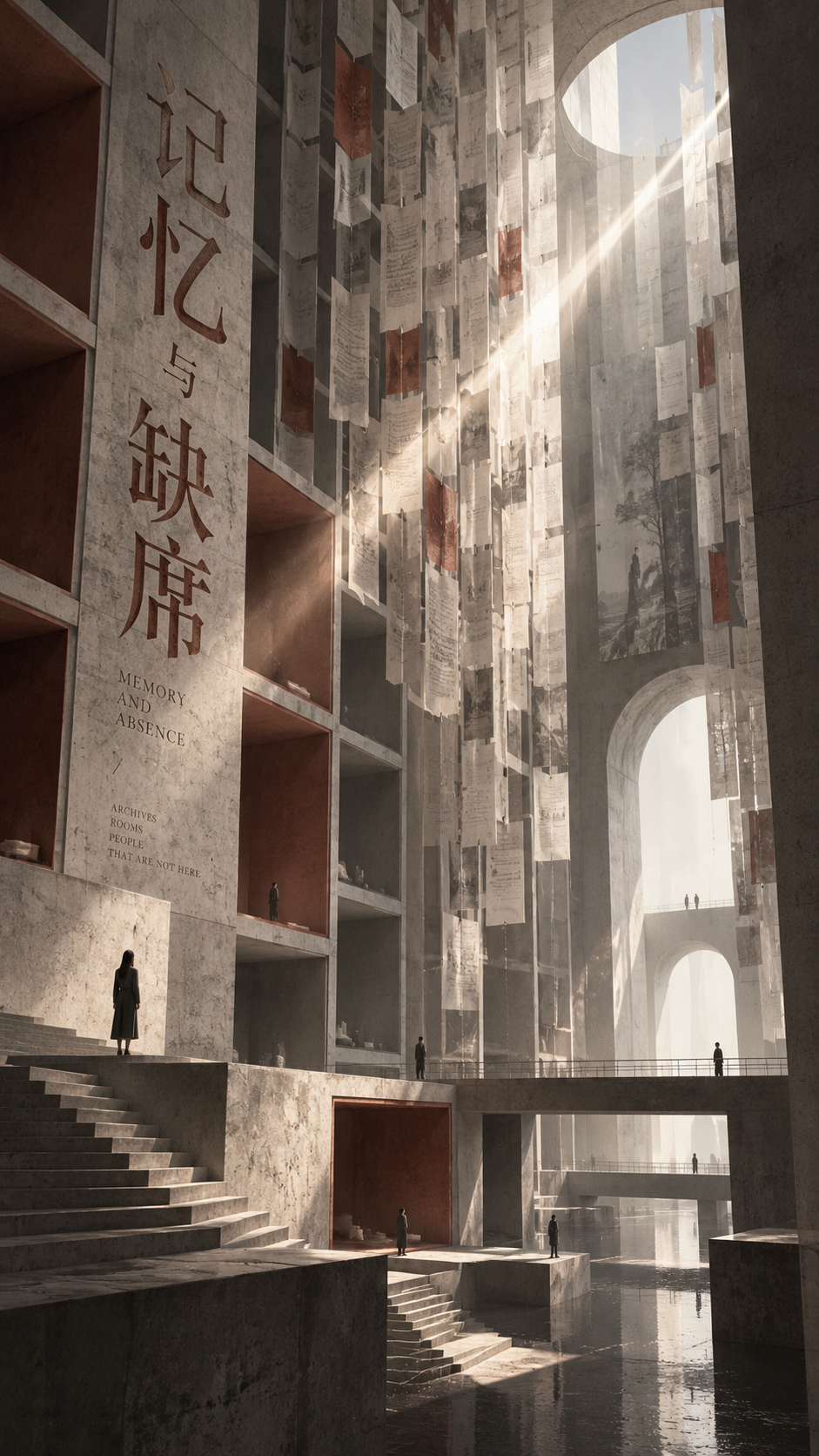 记忆档案中的超现实纪念碑建筑海报 — AI image creation