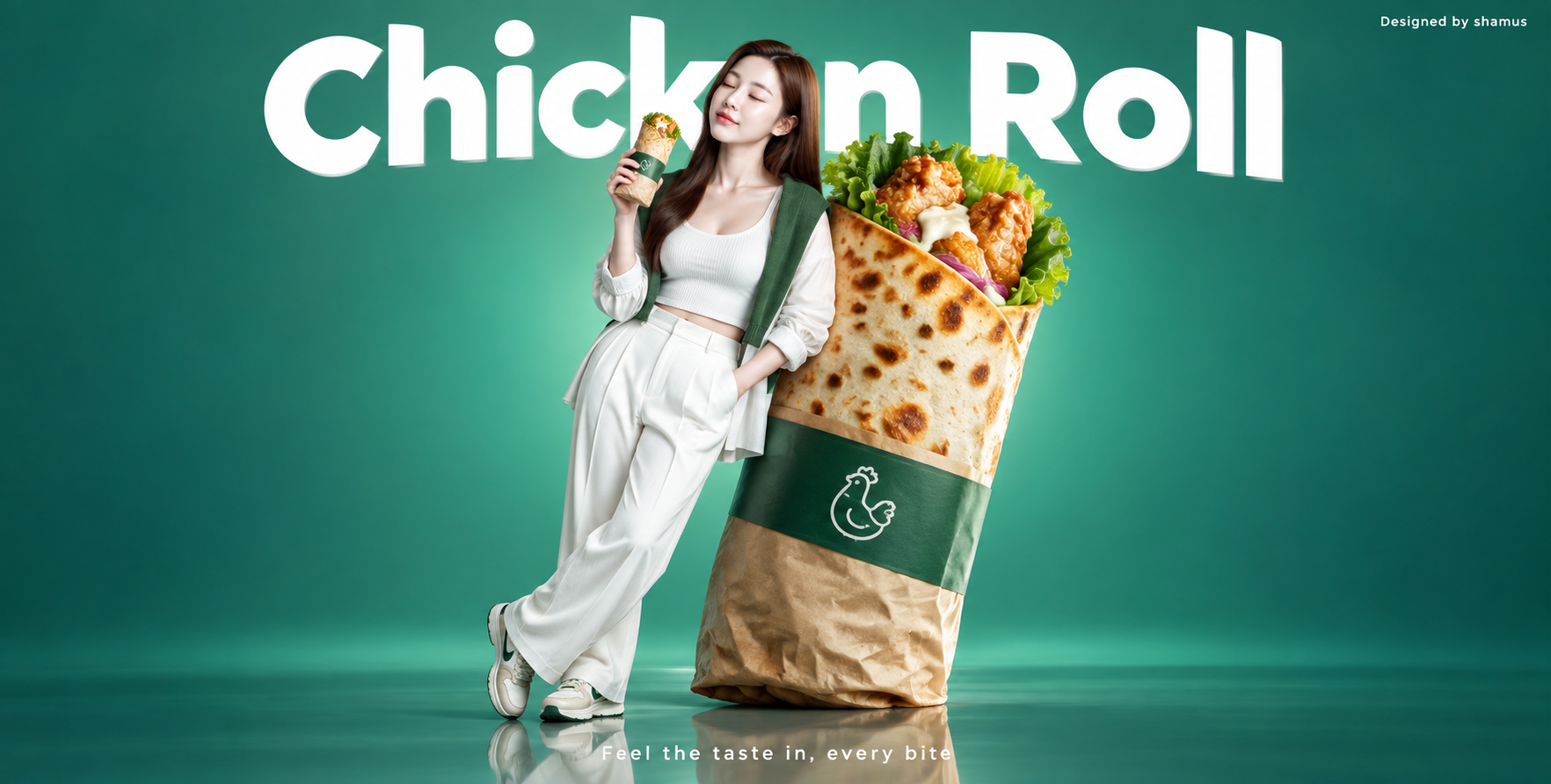 极简主义巨型鸡肉卷商业广告大片 — AI image creation