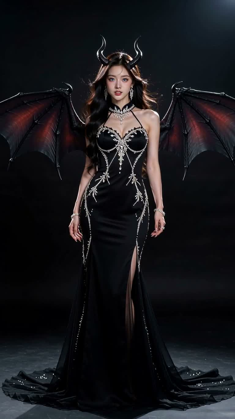 魅惑蝙蝠翼魔女肖像