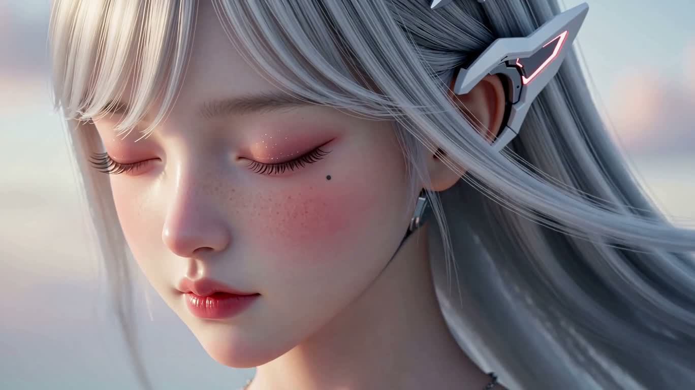 Serene Silver-Haired Girl — AI video creation