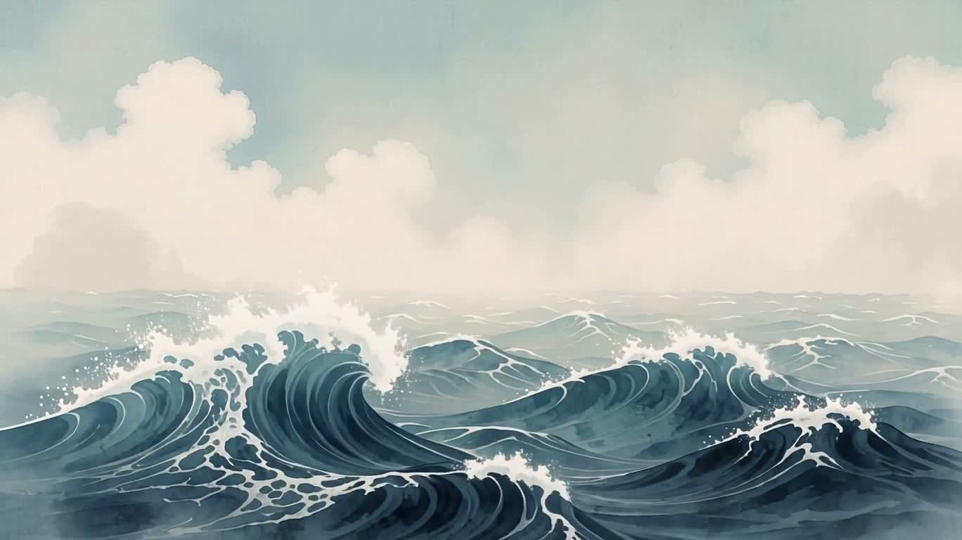 水墨山河映月