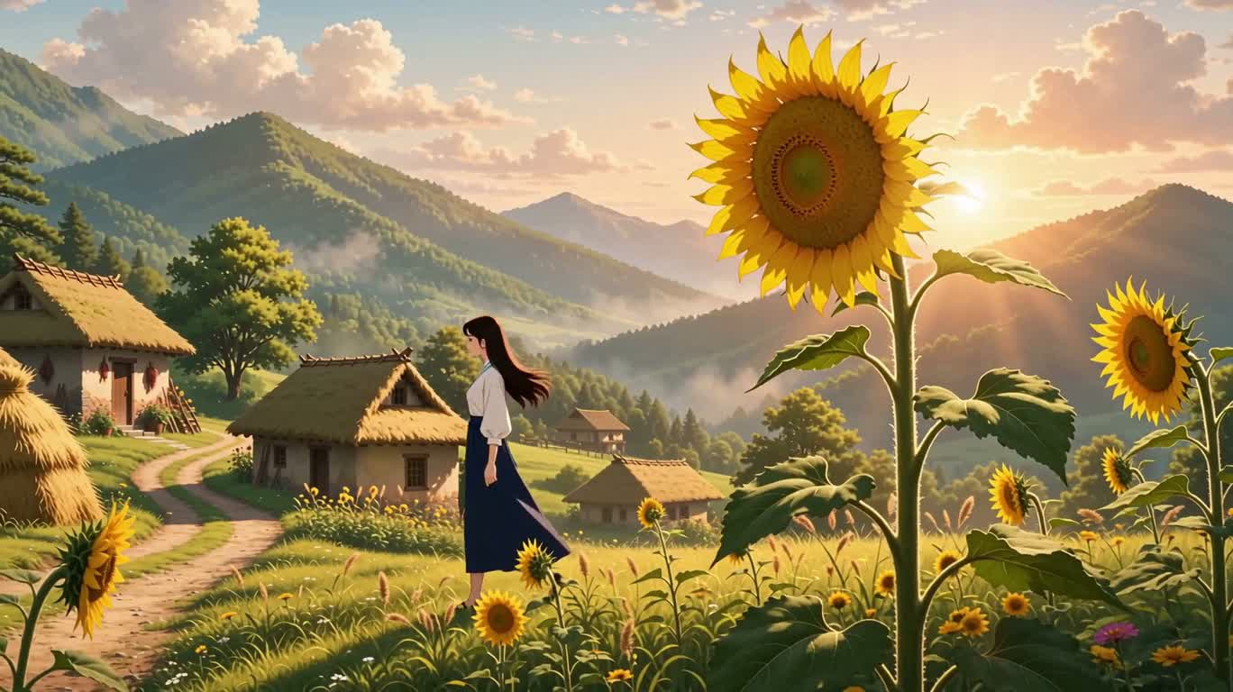 向日葵山村的温暖旅程 — AI video creation
