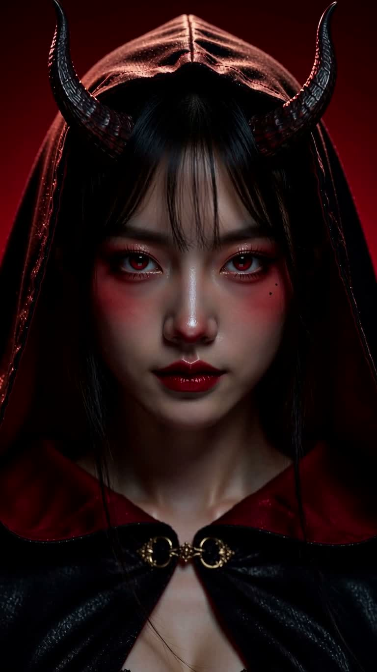 哥特披风女魔肖像 — AI video prompt
