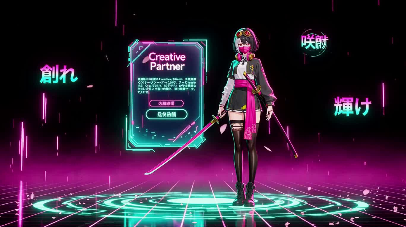 樱花赛博武士：创意伙伴绽放 — AI video creation