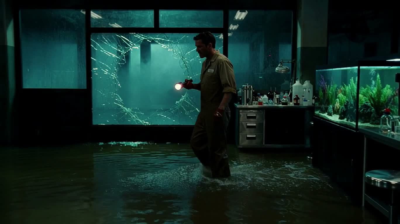 flooded laboratory crocodile attack — AI video creation