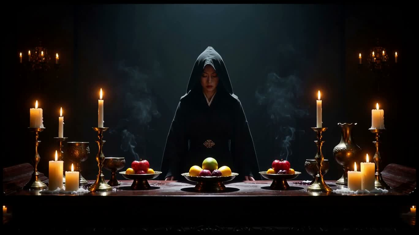 霓彩地狱祭坛：女巫召唤宇宙痛苦之神 — AI video creation