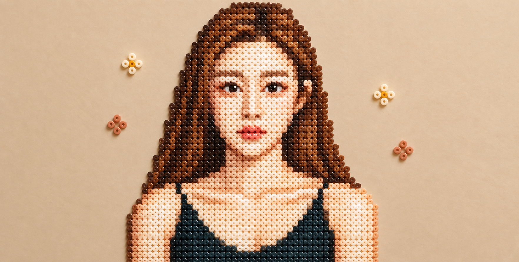 拼豆风格温馨人物插画 — AI image creation