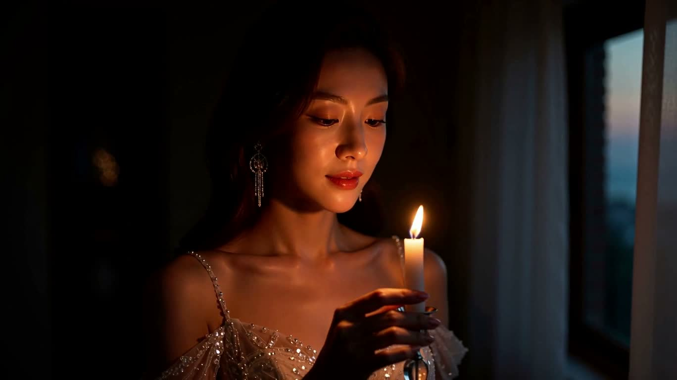 Amour à la lueur des bougies sur la mer — AI video creation
