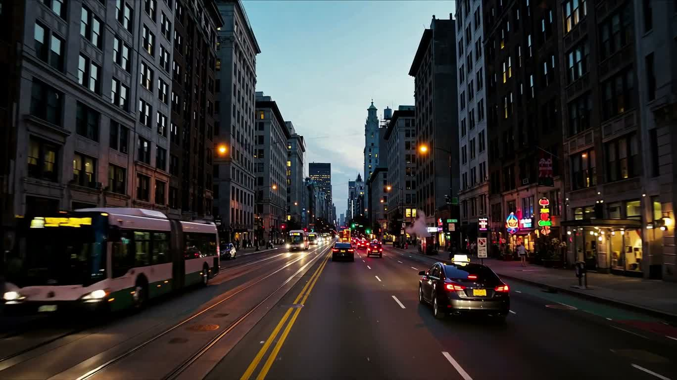 Ngõ phố đô thị trong giờ xanh — AI video creation