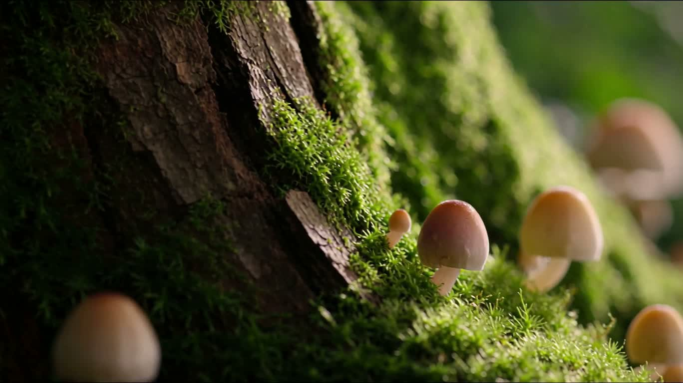 童话森林的蘑菇与苔藓