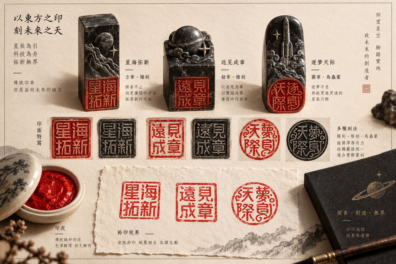 科技创业者主题篆刻印章系列 — AI image creation