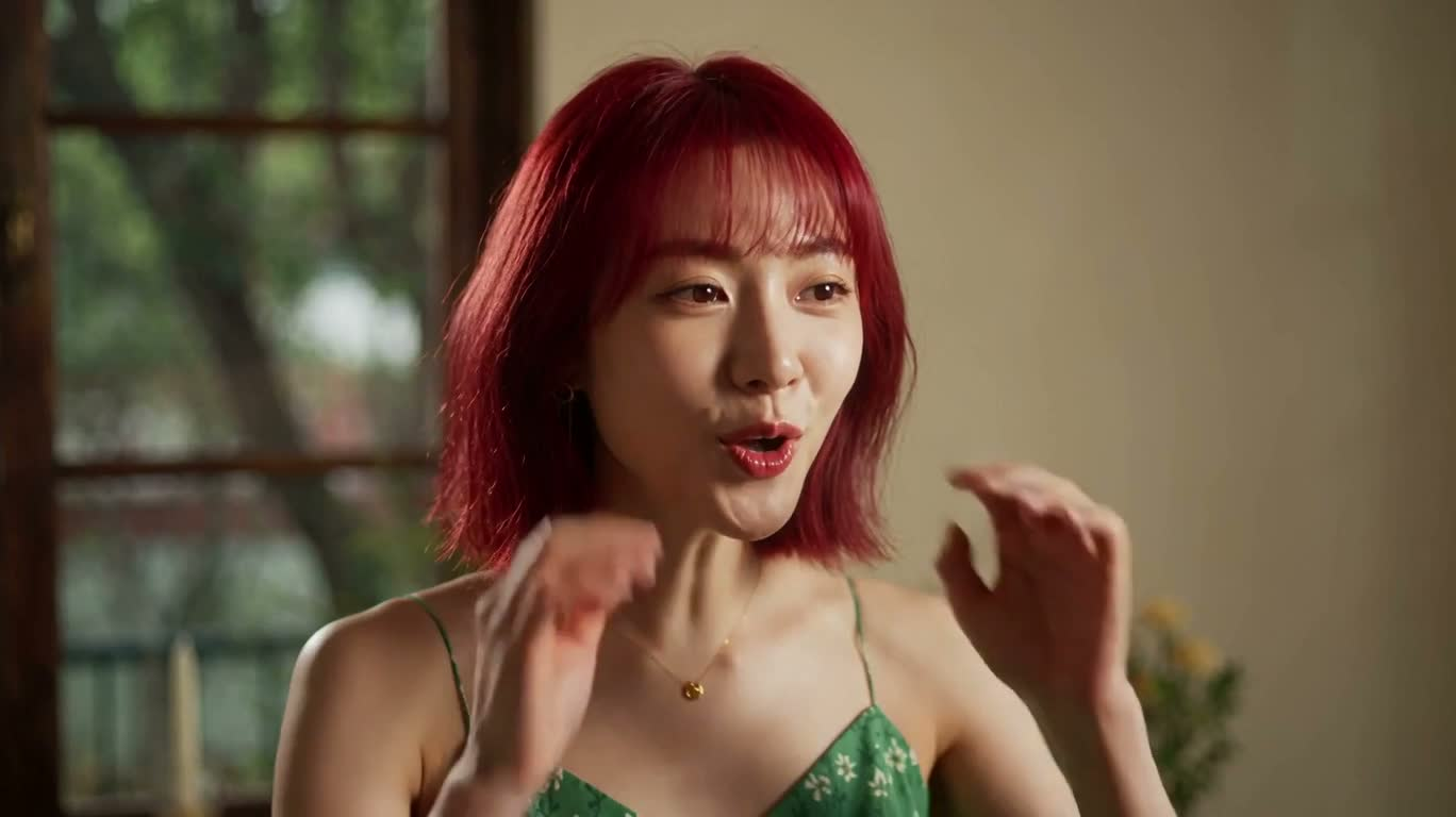 红发女子的笑意 — AI video creation