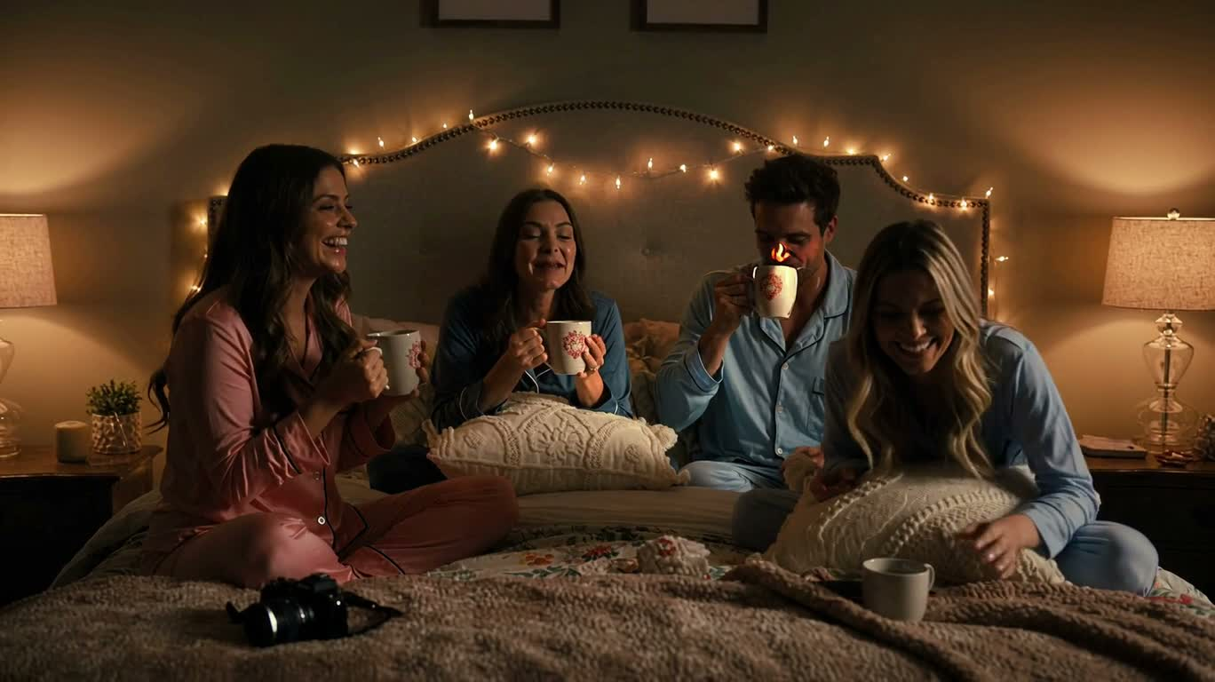 Pajama Party Under Warm Lights — AI video creation