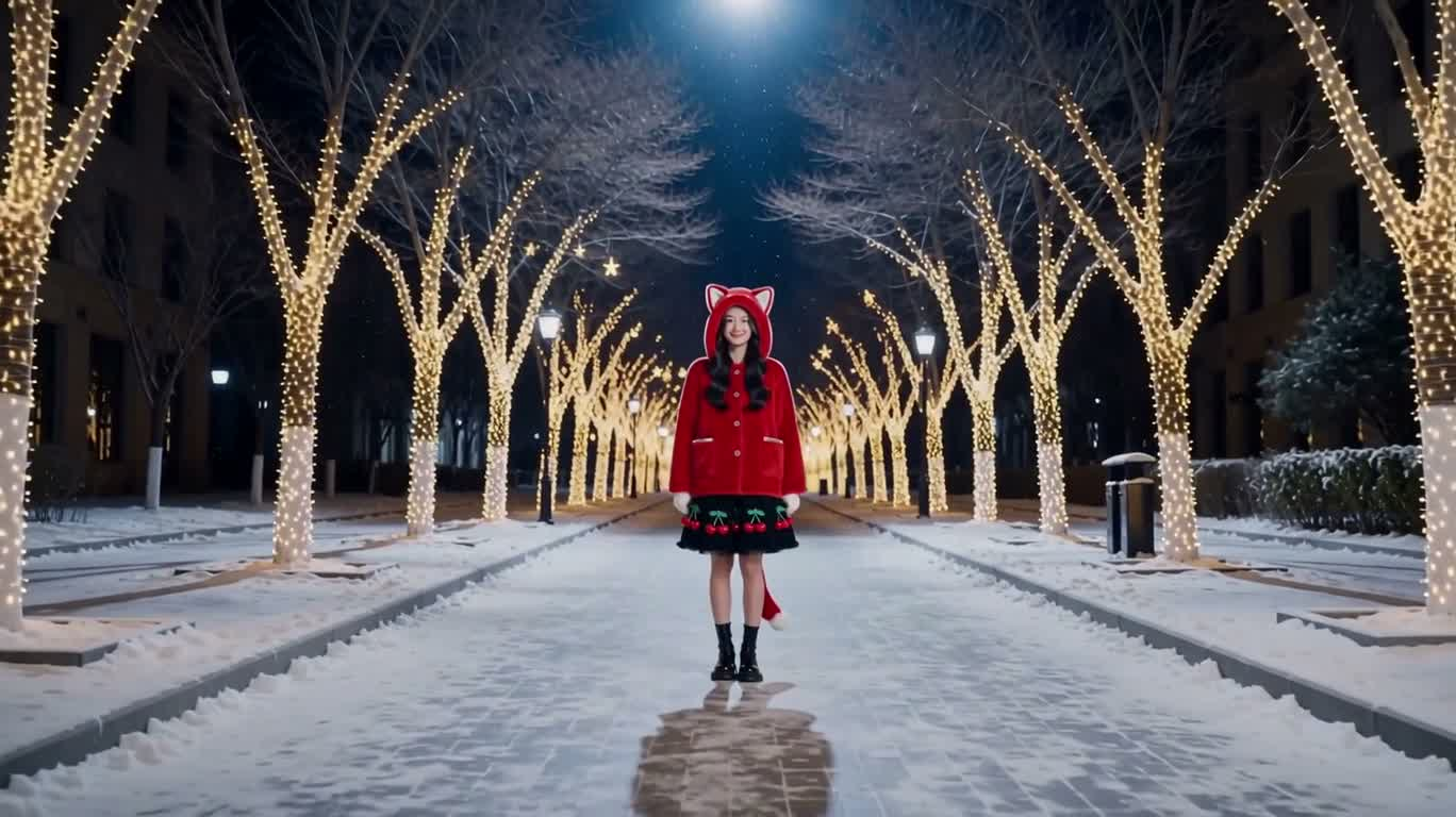 冬夜猫耳幻彩肖像 — AI video creation