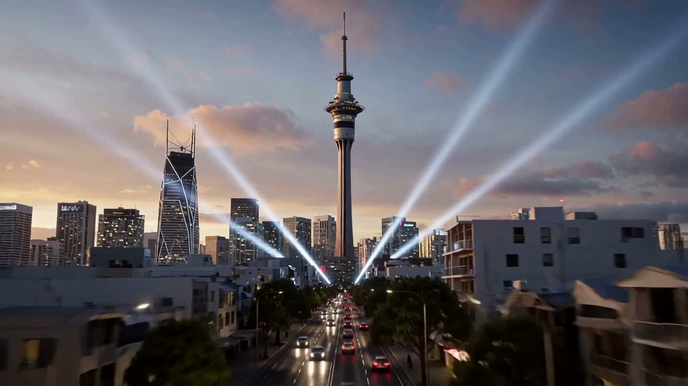 Tháp Sky Auckland: Ngọn hải đăng tương lai — AI video creation
