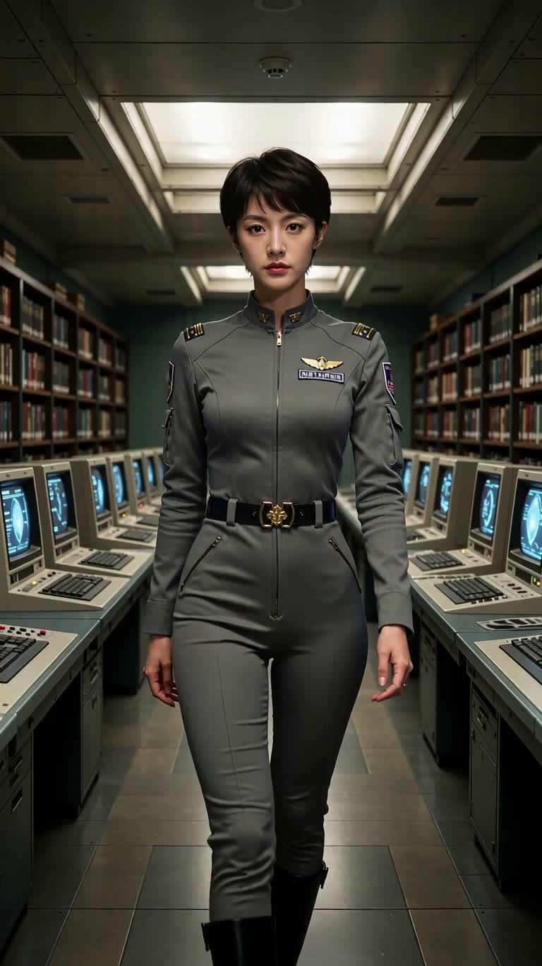图书馆中的太空少女