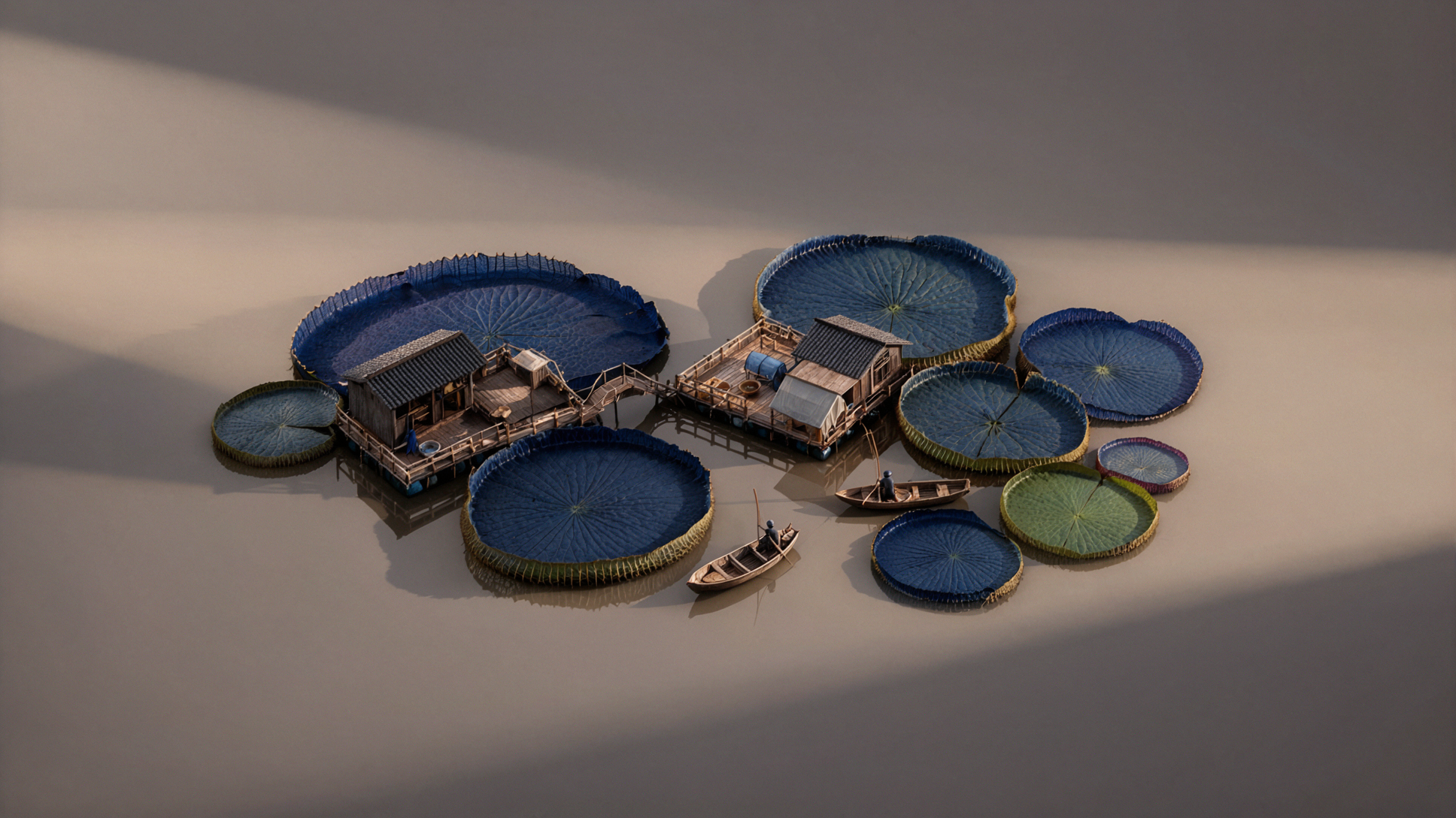 Floating Fishing Village · Minimalist Product — AI image creation