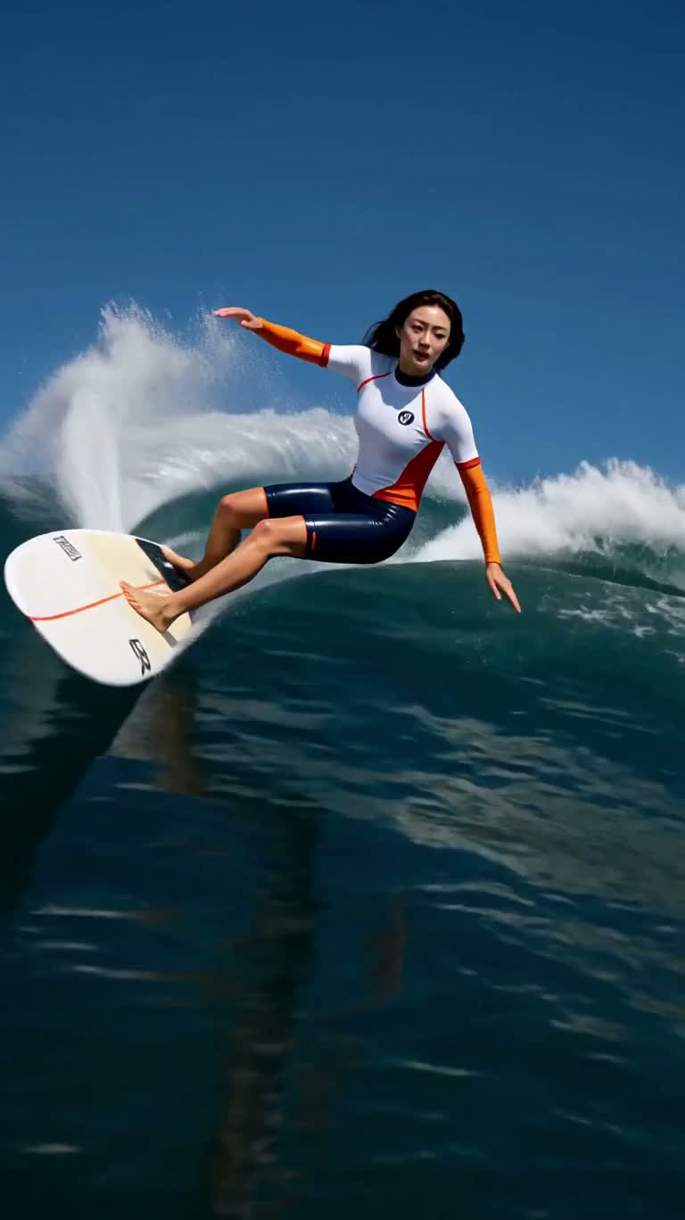 海浪追逐:动画冲浪女孩