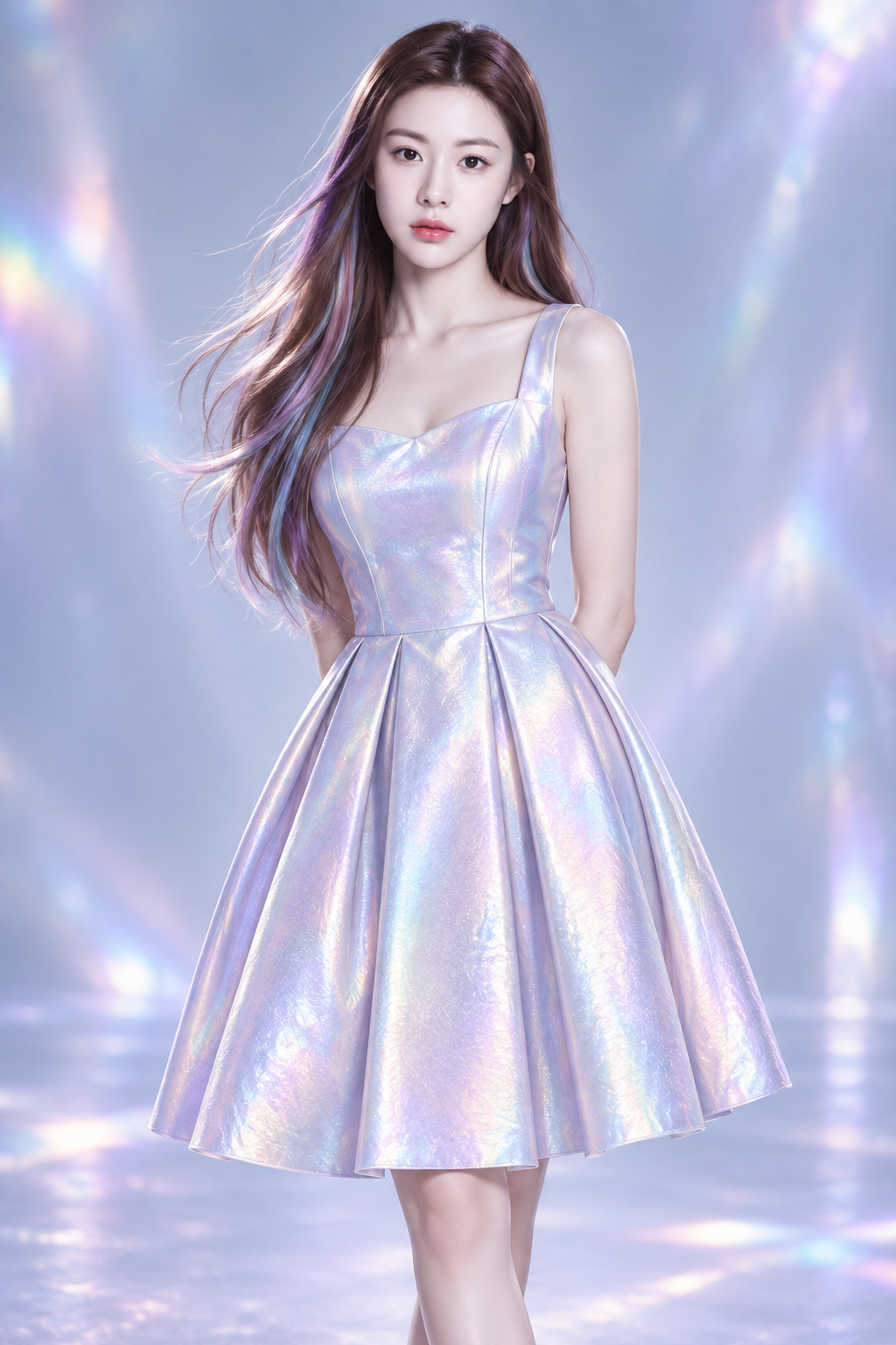 虹彩渐变未来感成人时尚人像 — AI image creation