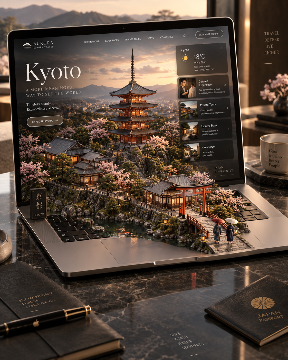 顶级旅游平台笔记本电脑微缩景观 — AI image creation