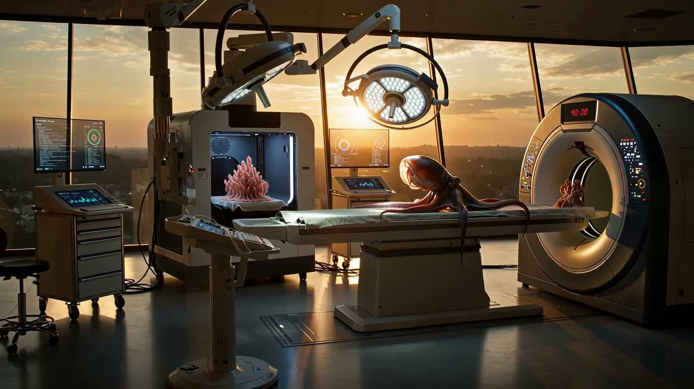 玻璃实验室中的分形赛博生物 — AI video creation