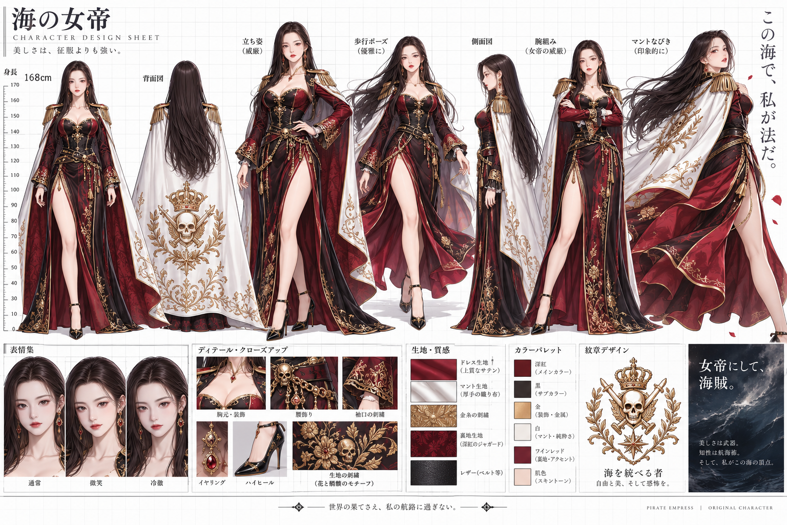 海盗风暗黑女皇动漫设计 — AI image creation