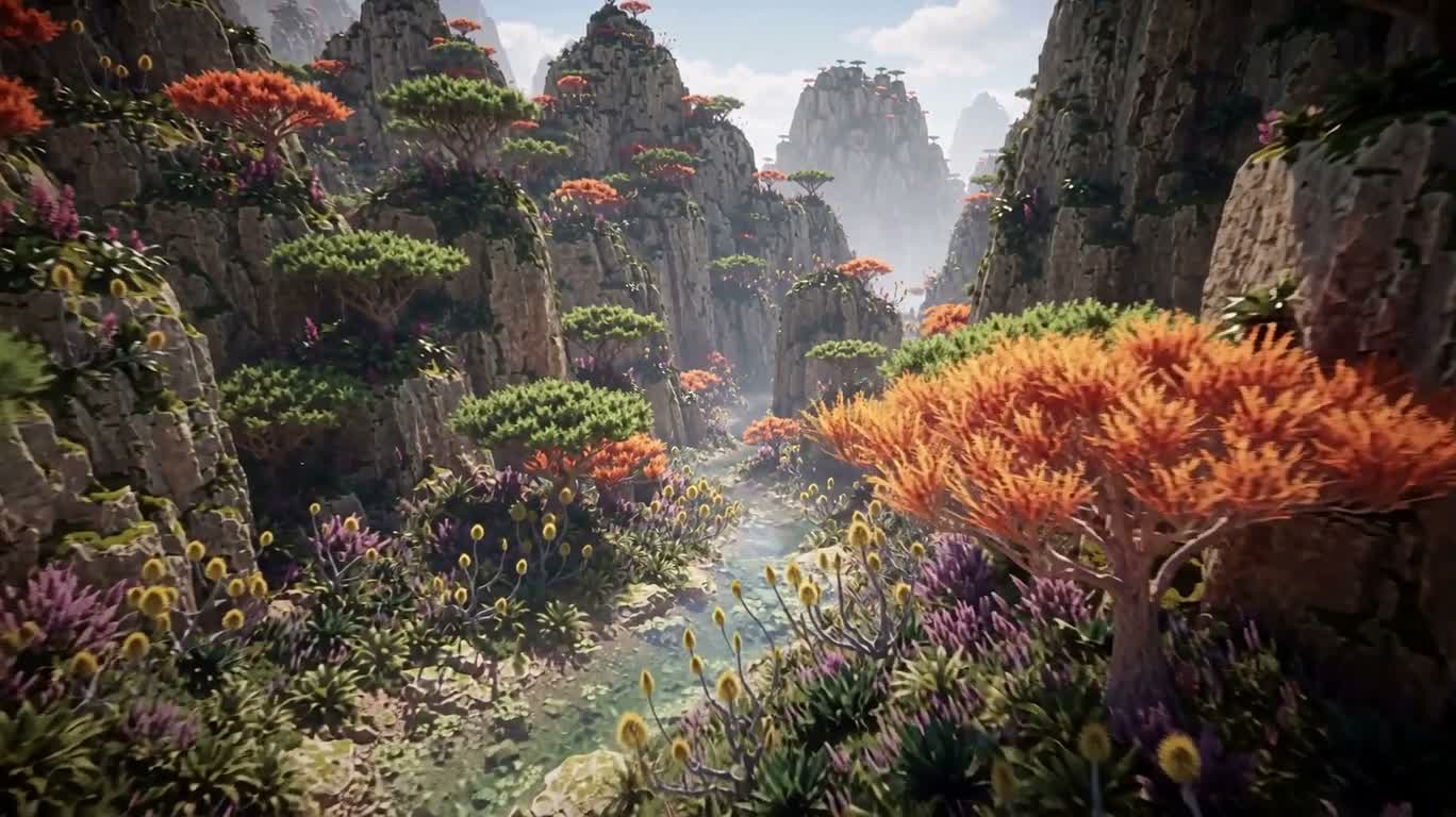 异星绚彩峡谷幻境 — AI video creation