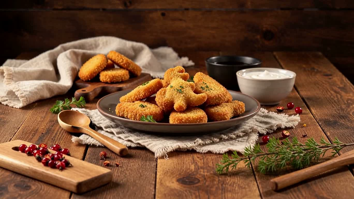 Rustic Dinosaur Chicken Nugget Food Photography