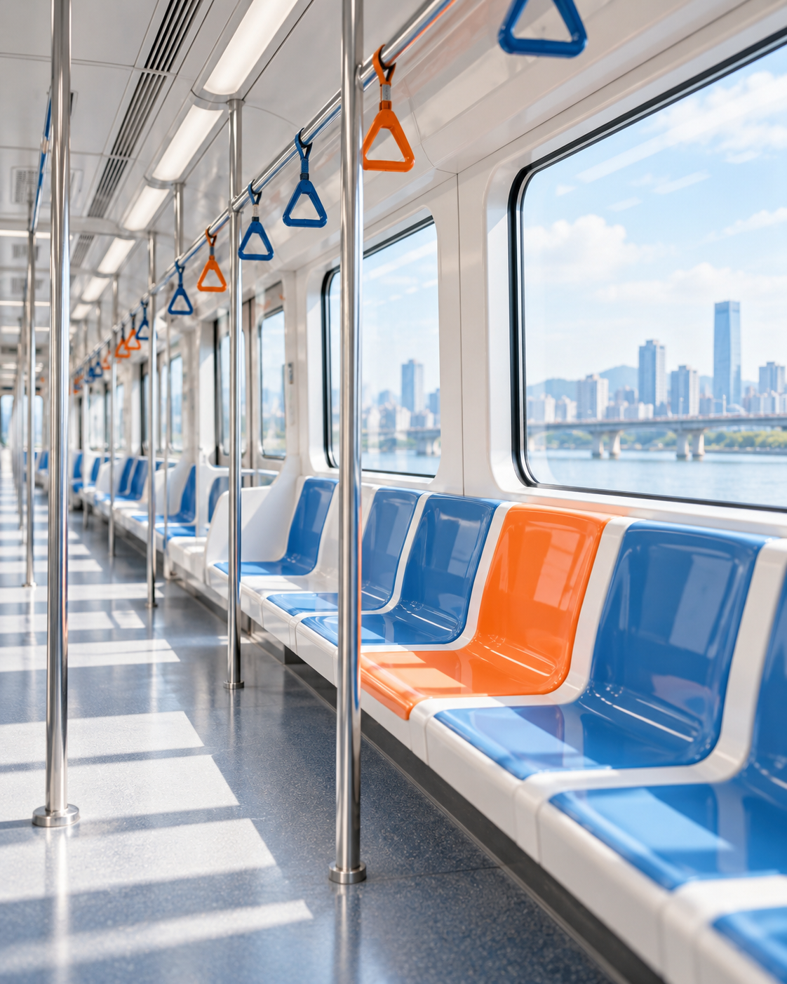 Bright Travel Photography Inside a Modern City Train