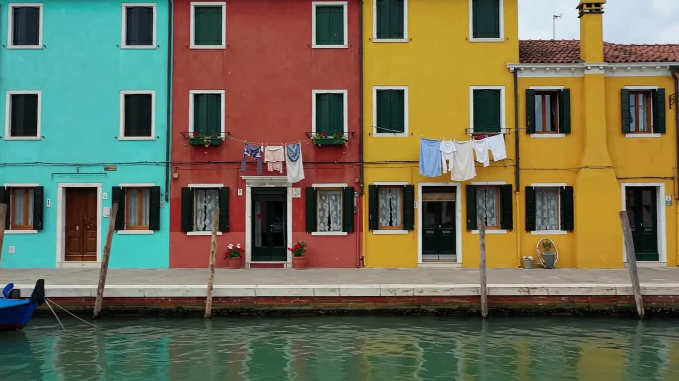 Phố kênh đầy màu sắc ở Burano — AI video creation
