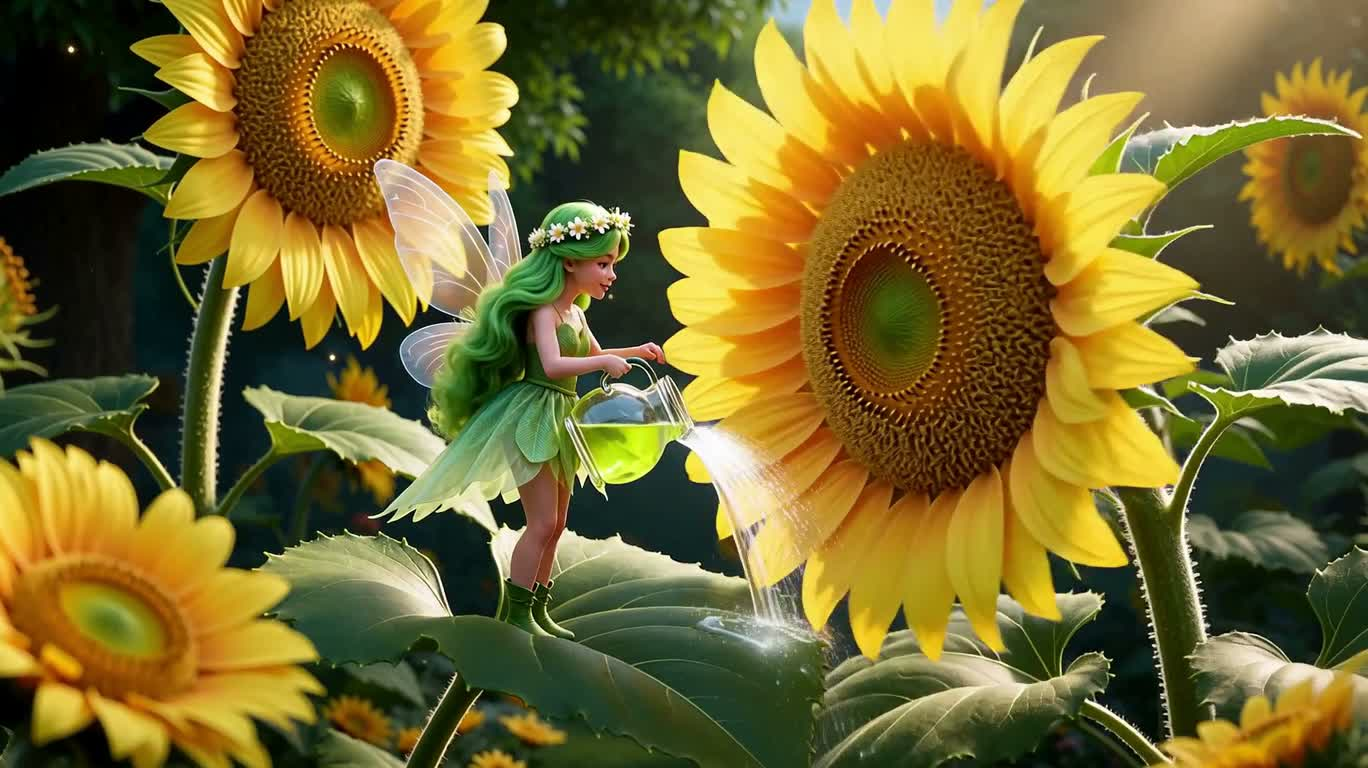 花仙子的奇幻花园冒险 — AI video creation