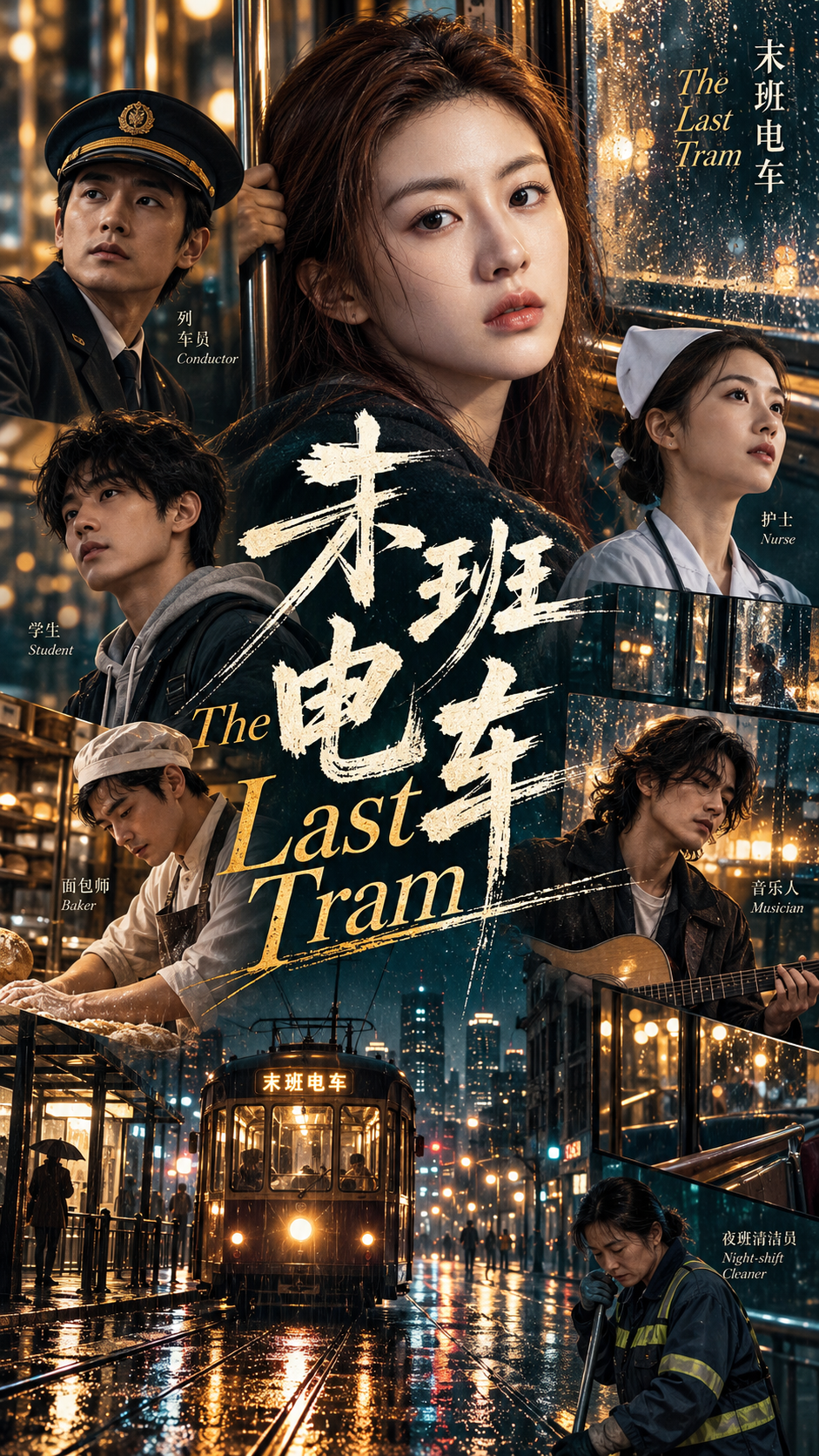 Last Train City Portrait Poster
