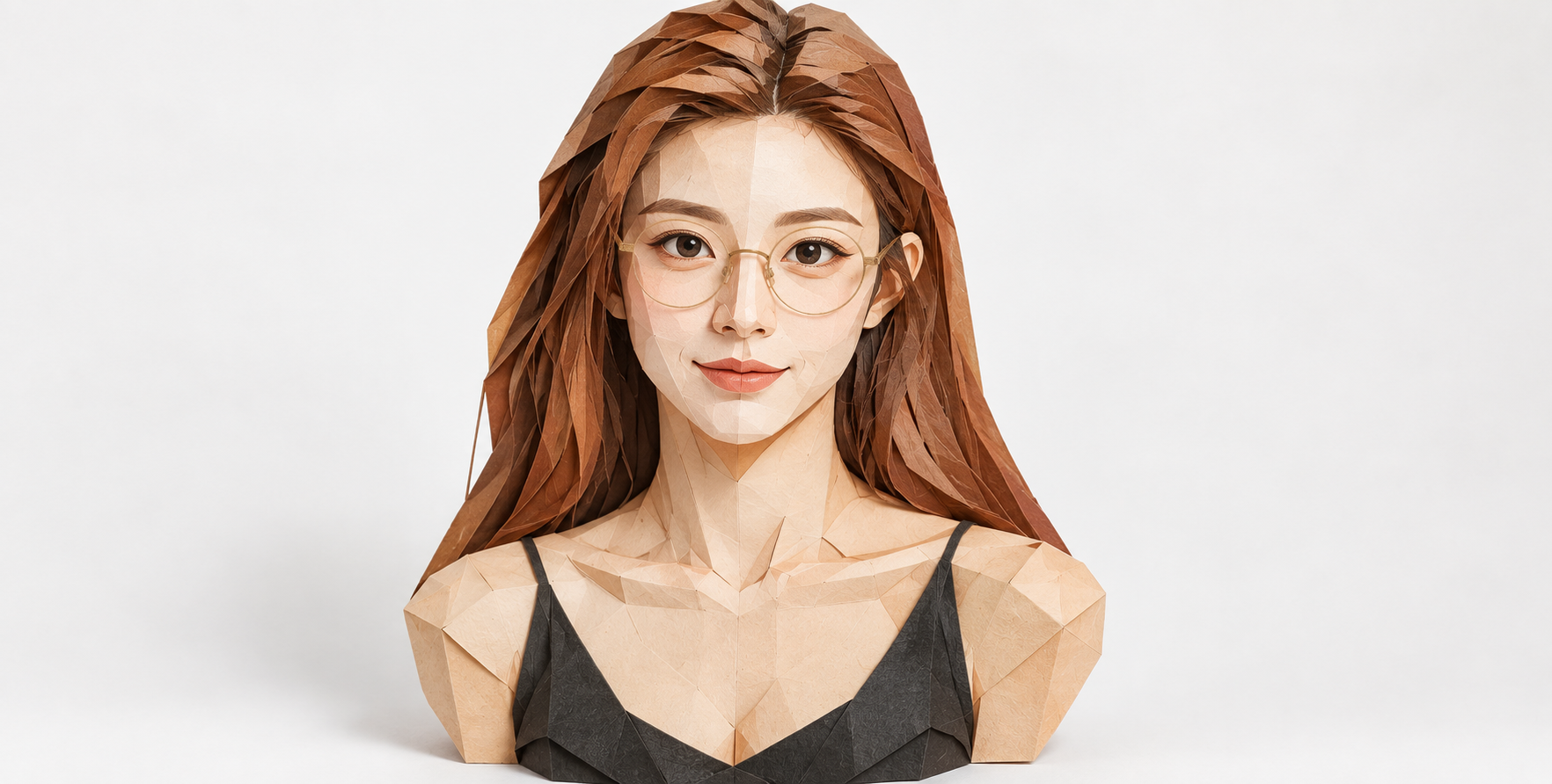 低多边形折纸成年女性雕塑肖像 — AI image creation
