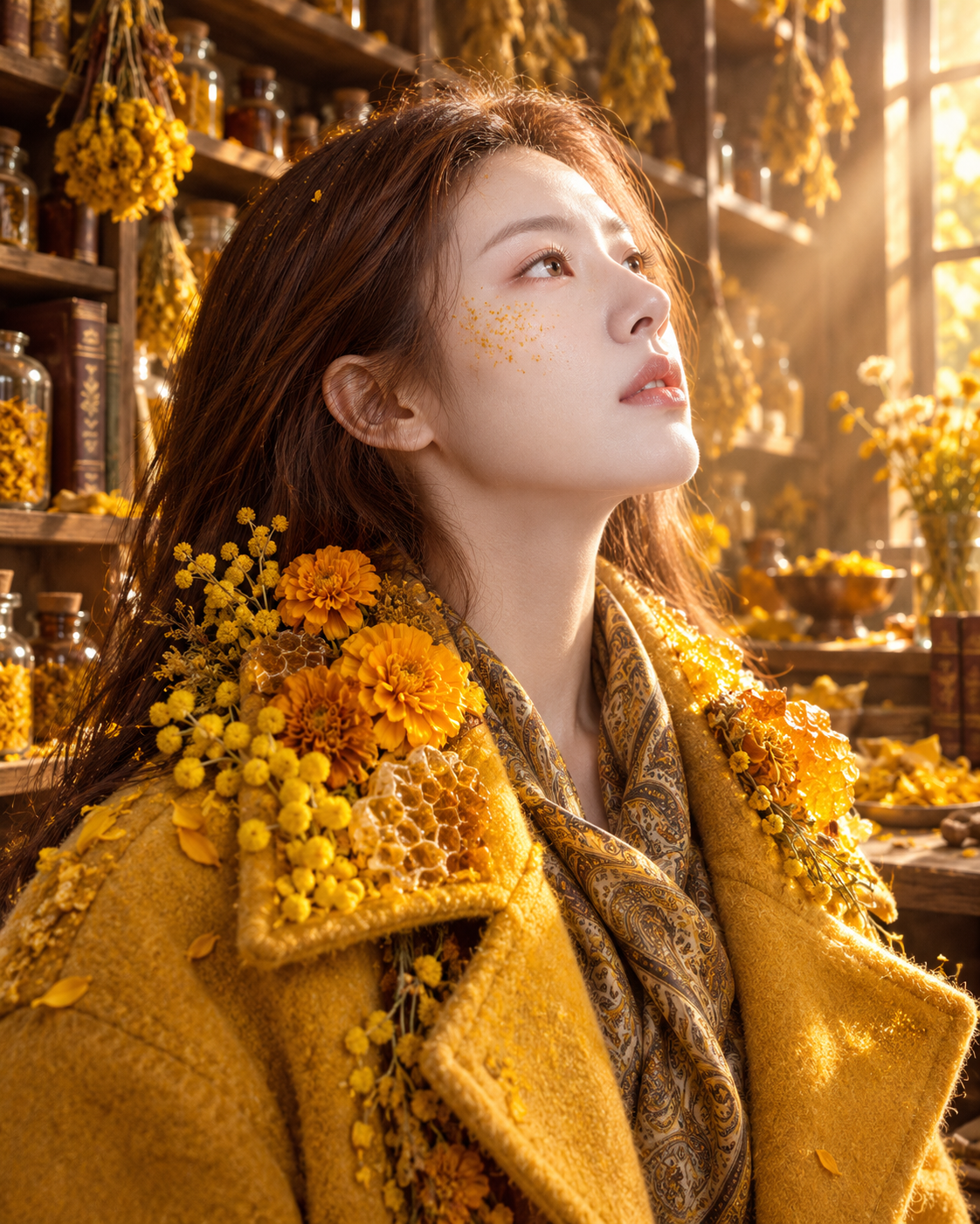藏红花工坊的超现实金韵成年侧影 — AI image creation