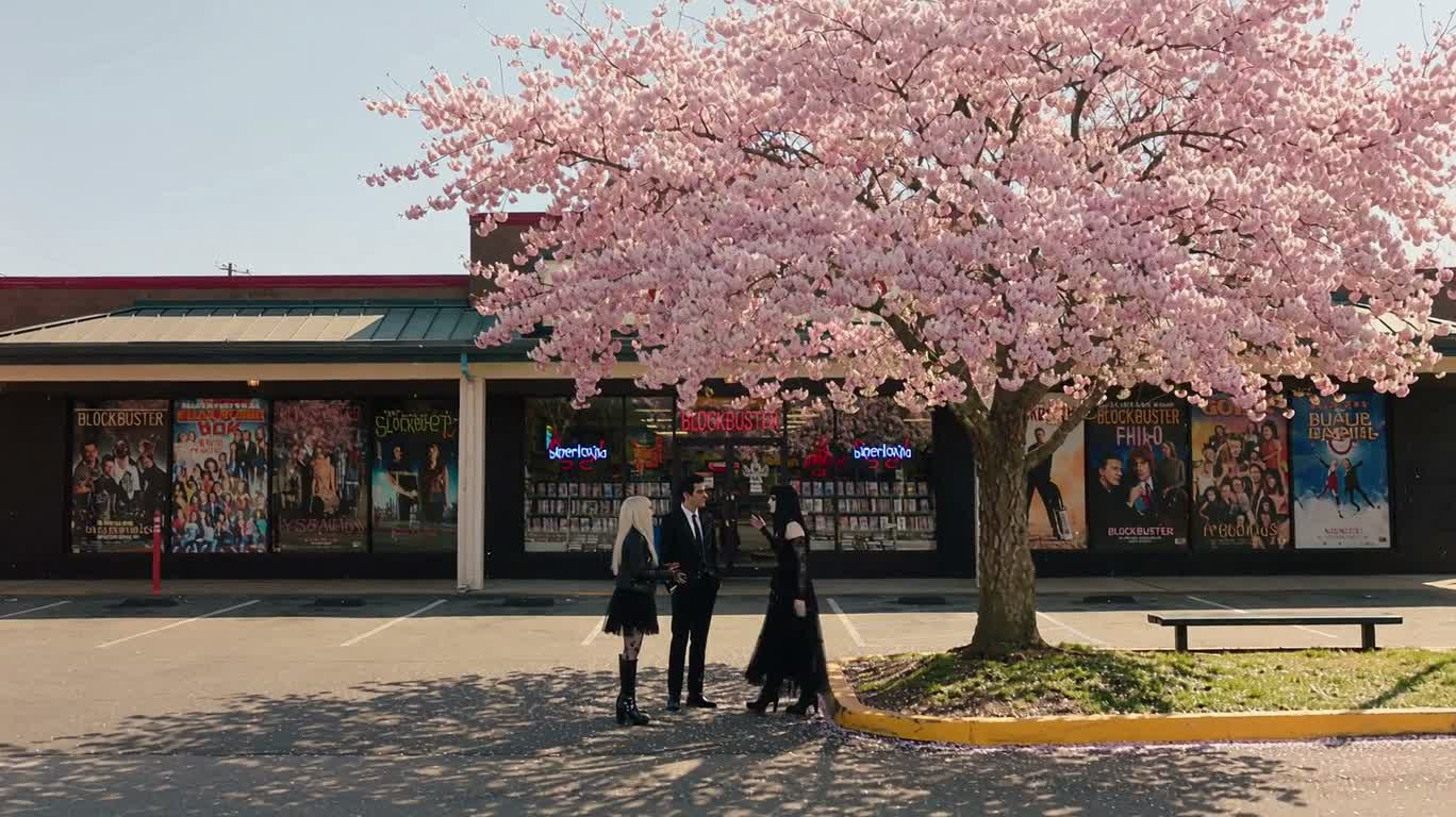 벚나무 아래의 고딕 담소 — AI video creation