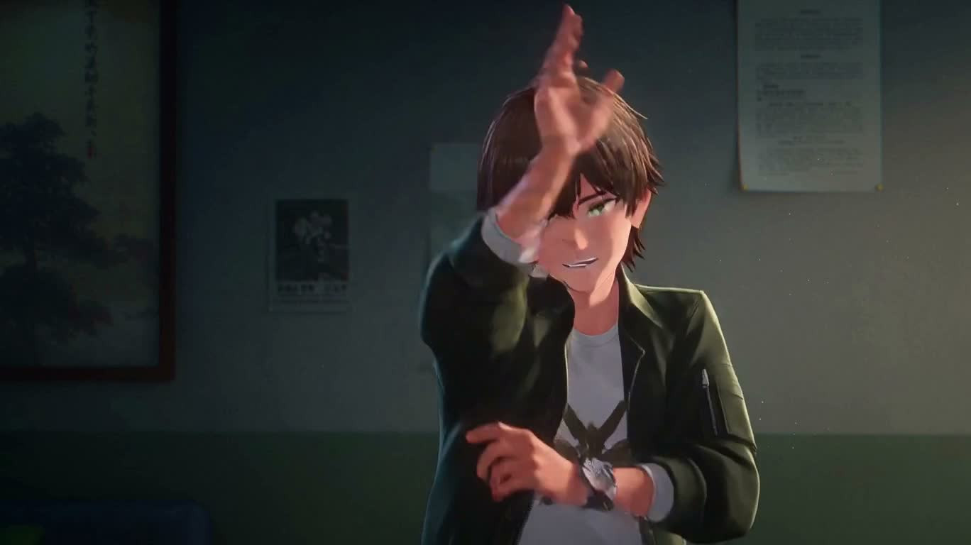 绿眸棕发少年动态线稿 — AI video creation