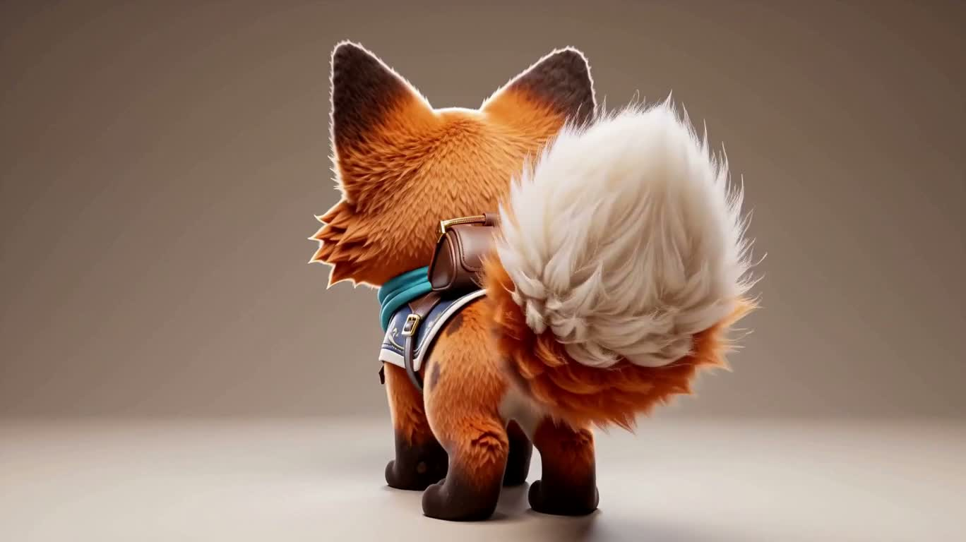 キュートなキツネの幻想的キャラクター展示 — AI video creation