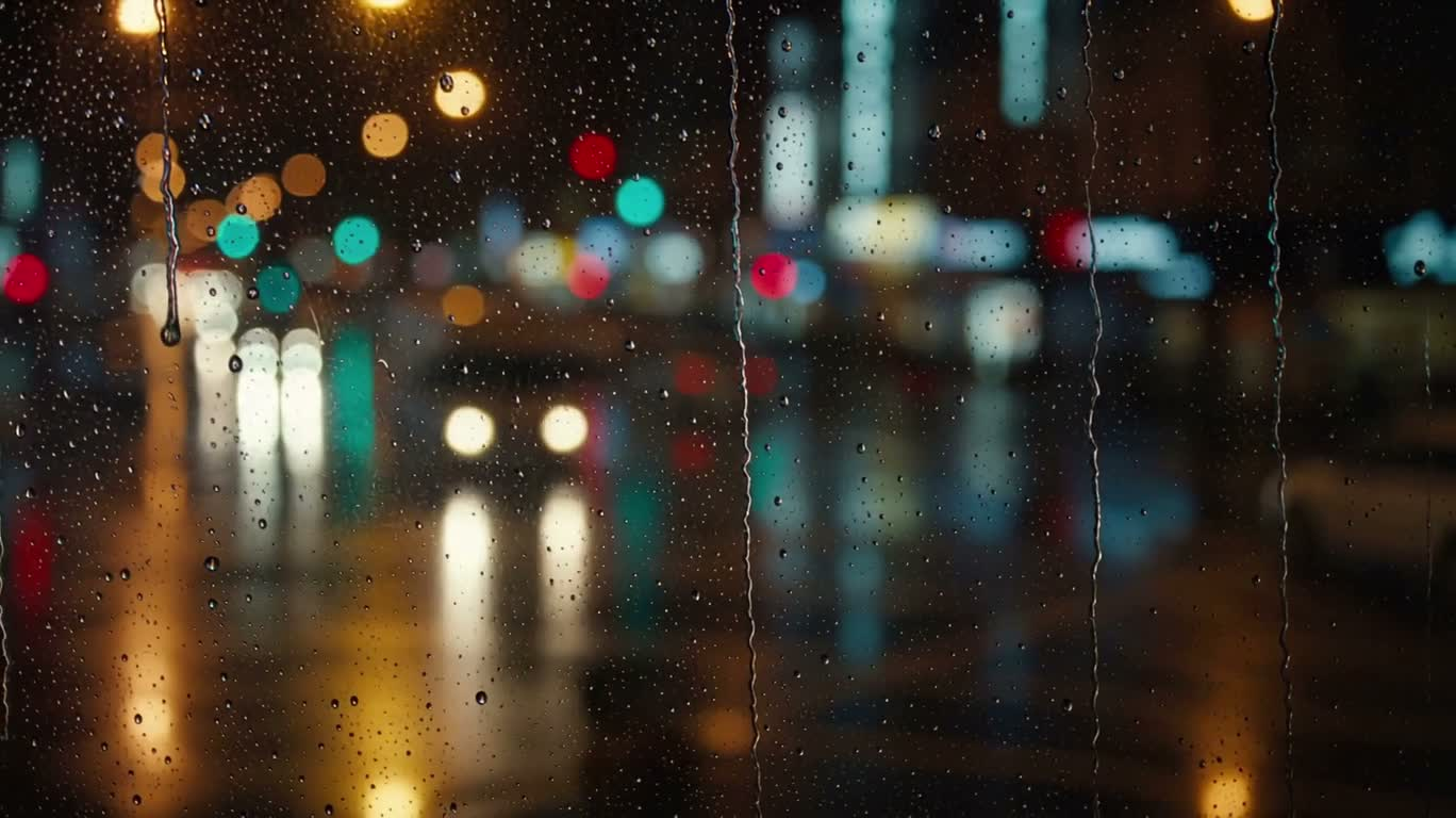 Fenêtre de voiture par nuit de pluie