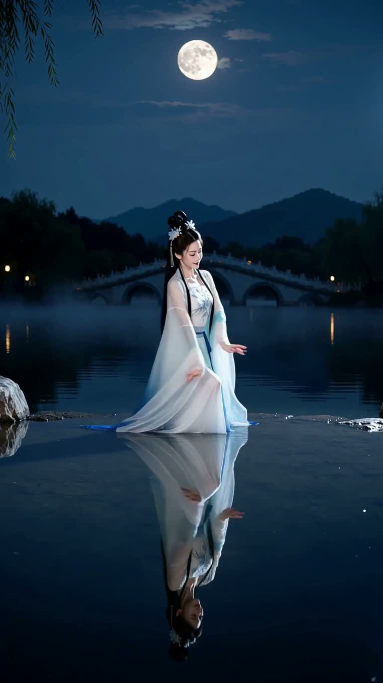月下洛神水舞 — AI video creation