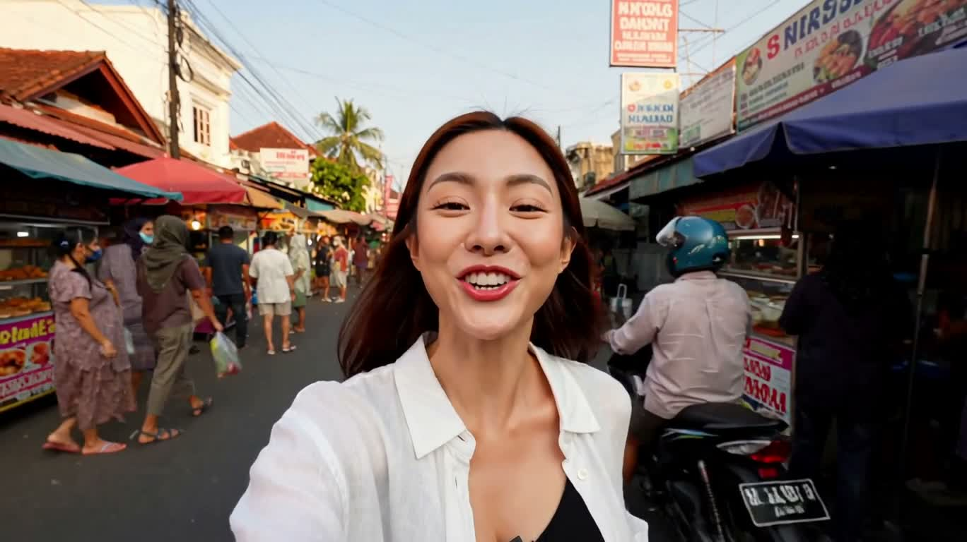 日惹街头烤肉丸探店之旅 — AI video creation