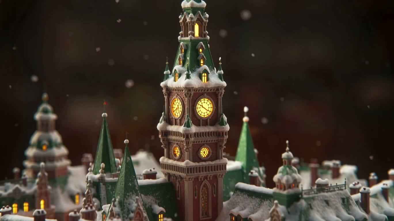 Cité miniature sous la neige